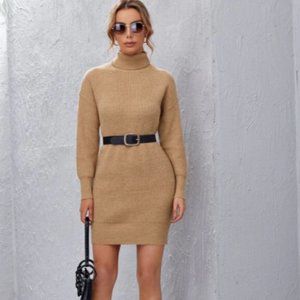 Turtleneck sweater dress without belt